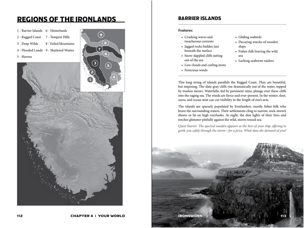 Mapa Żelaznych Krain i opis jednej z nich - Barierowych Wysp